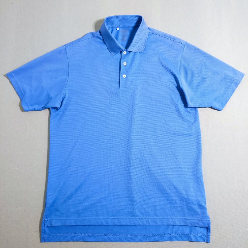 Adidas Golf polo shirt men's size M blue colour short sleeve 1/4 button up neck